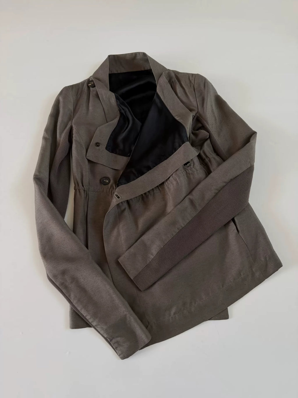 Rick Owens Dusty gray-brown deconstructed lapel jacket