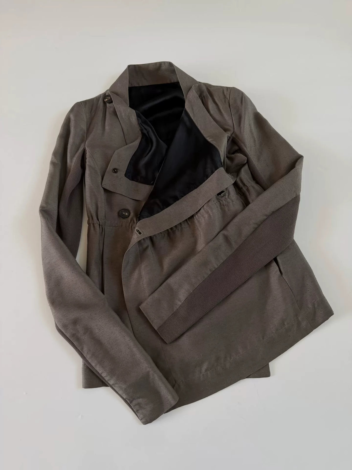 Rick Owens Dusty gray-brown deconstructed lapel jacket