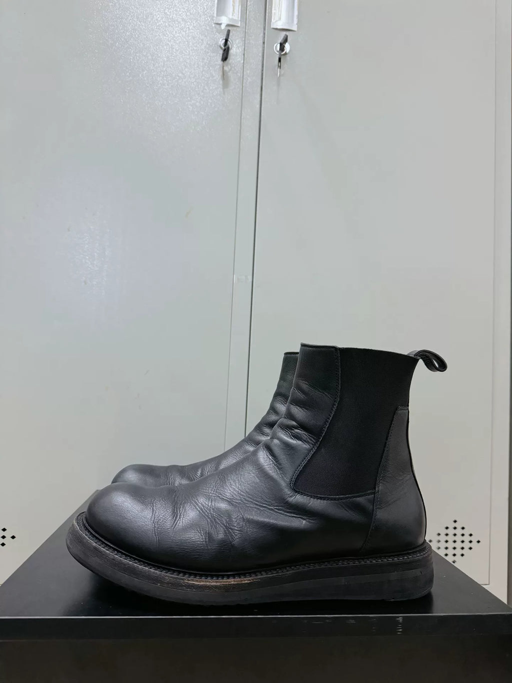 Rick Owens Leather Chelsea Military Boots
