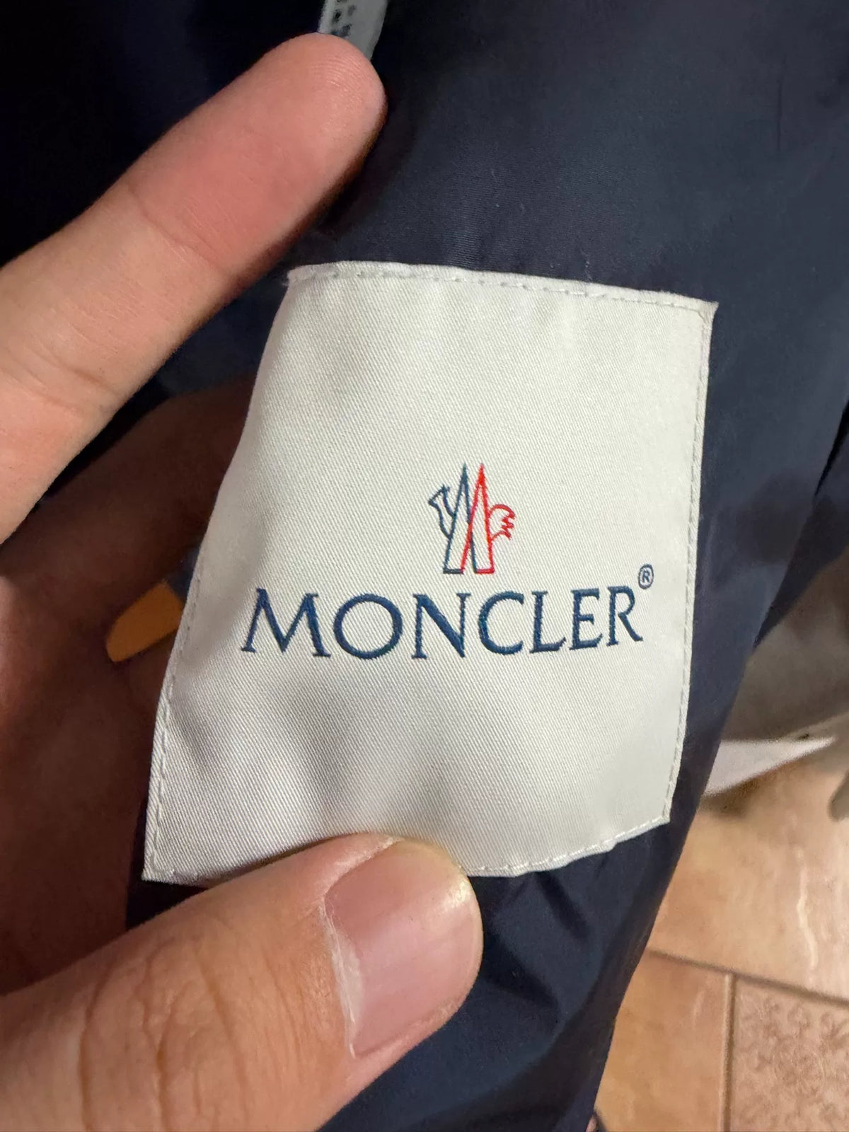 Moncler Navy Blue Hooded Logo Utility Jacket