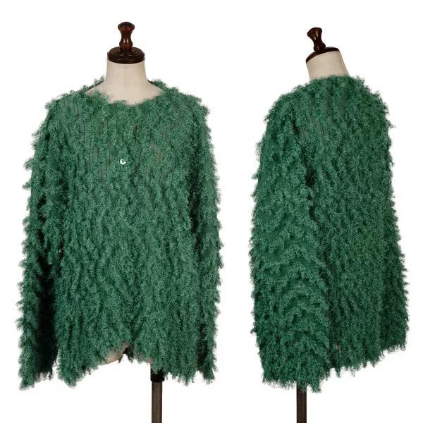 Issey Miyake Vintage Green Faux Fur Pleated Top