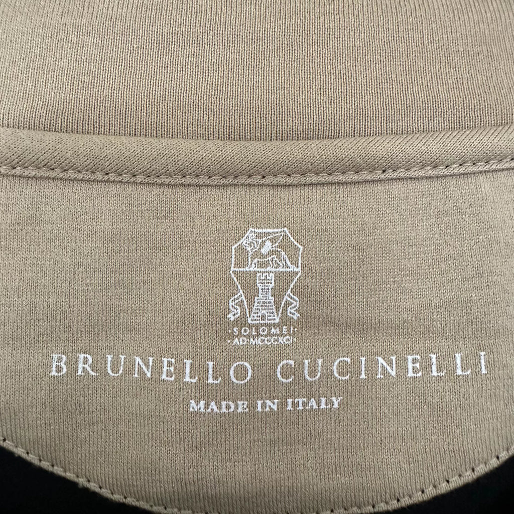 Brunello Cucinelli BC Black Khaki Embroidered T-Shirt