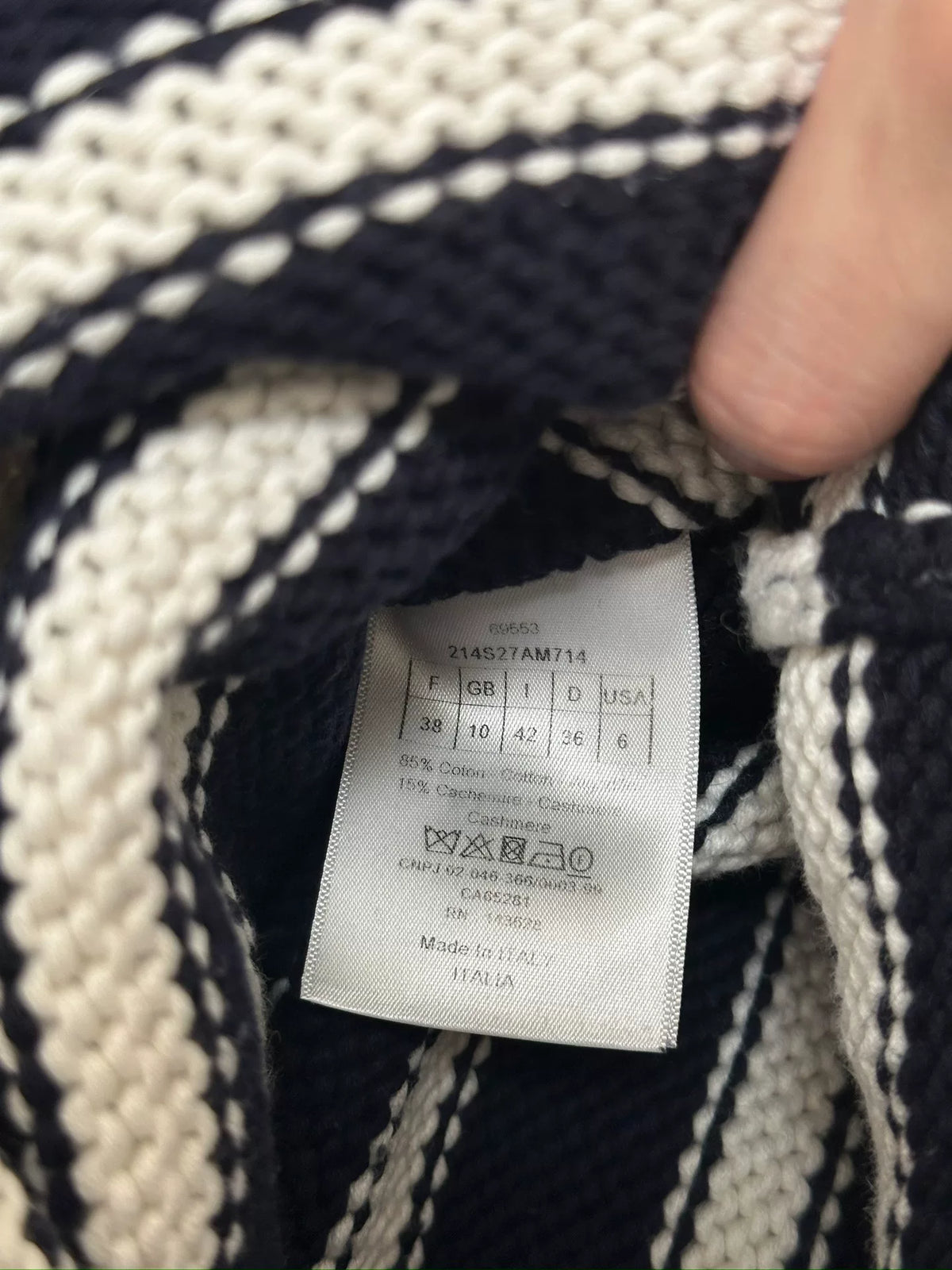 Dior Navy Blue Striped Knit Sweater