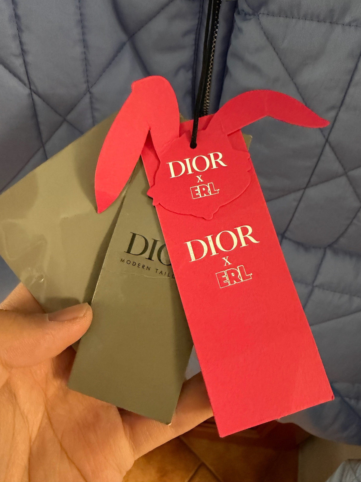 Dior × ERL Blue Diamond Pattern Down Jacket
