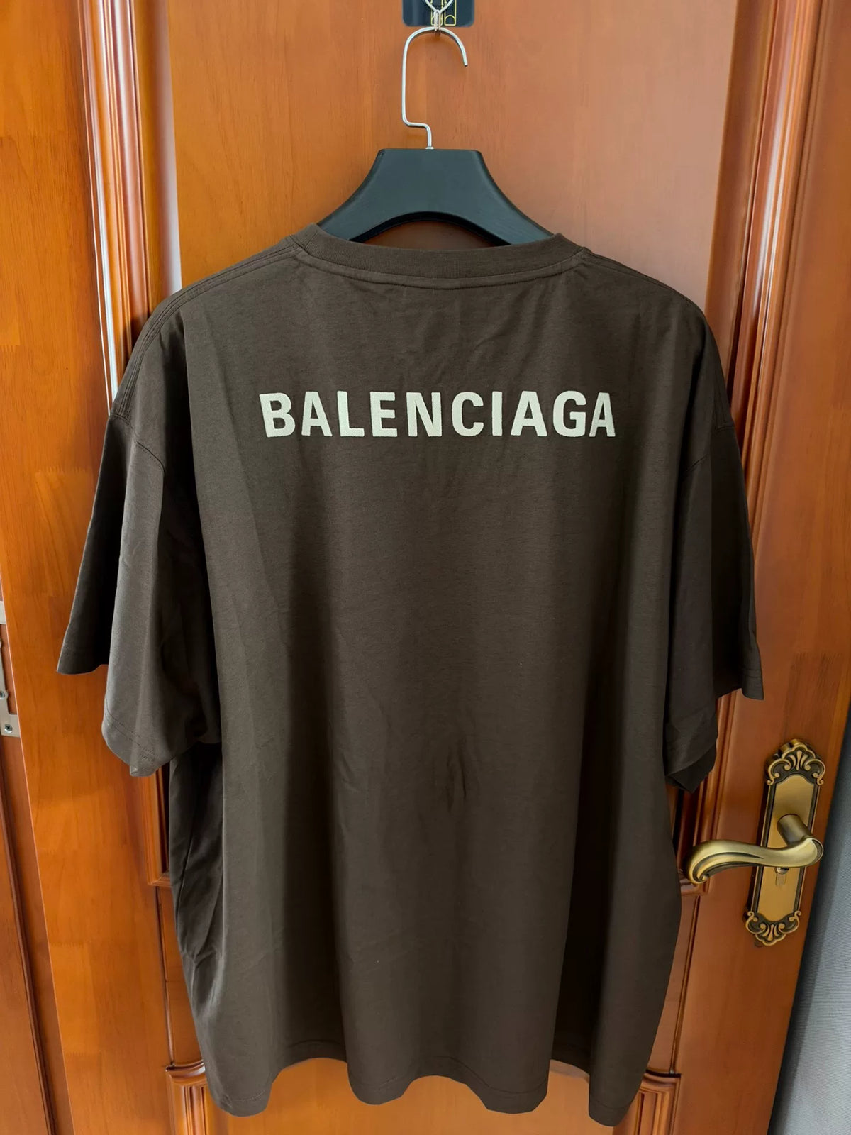 Balenciaga 2026 Chocolate Front And Back Logo Short Sleeve T-Shirt