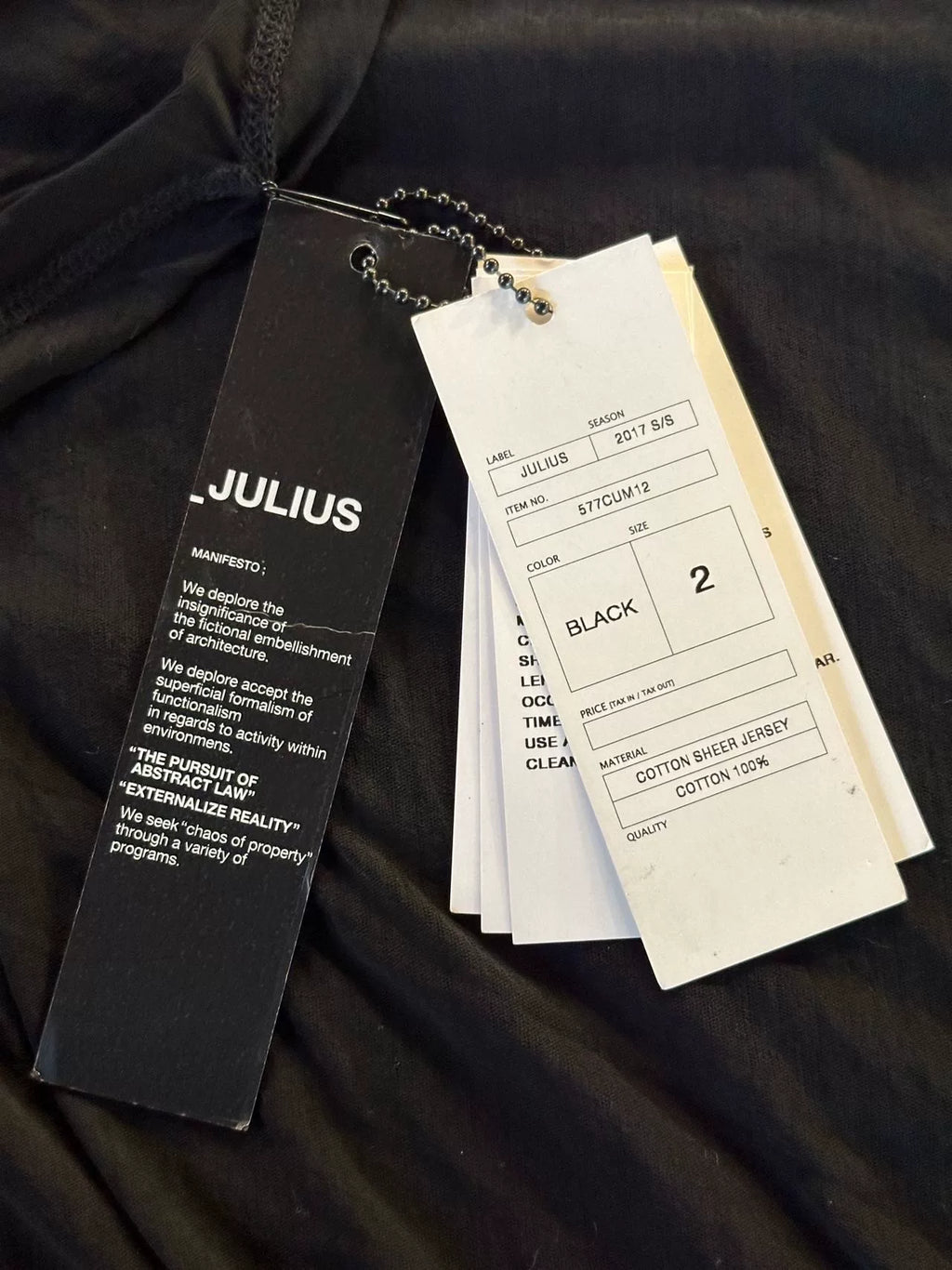 Julius FW17 Black Fabric Splice Cotton Top