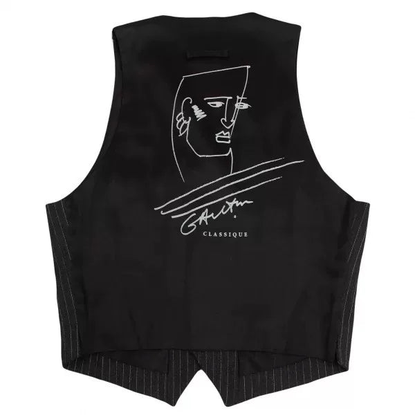 Jean Paul Gaultier Vintage Black Abstract Portrait Vest
