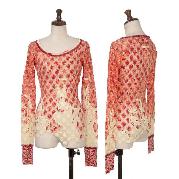 Jean Paul Gaultier Vintage Red Polka Dot Mesh Top