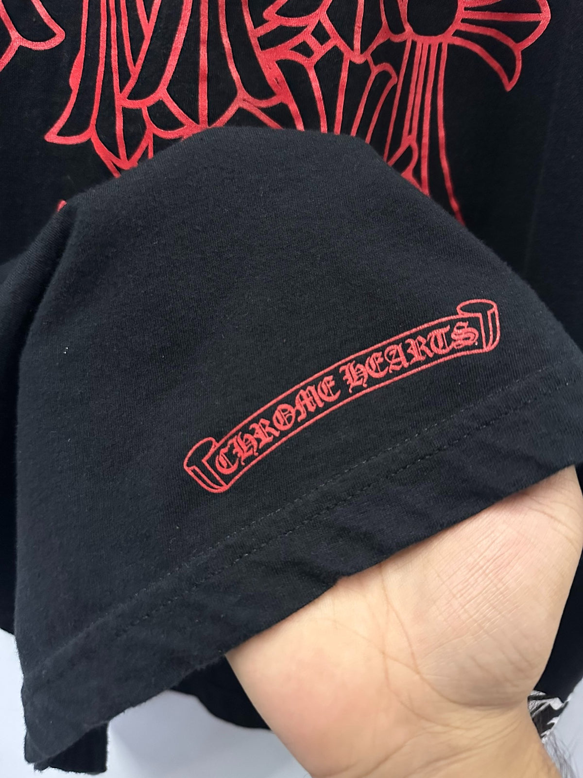 Chrome Hearts Croco Heart Red Tombstone Short-Sleeve T-Shirt