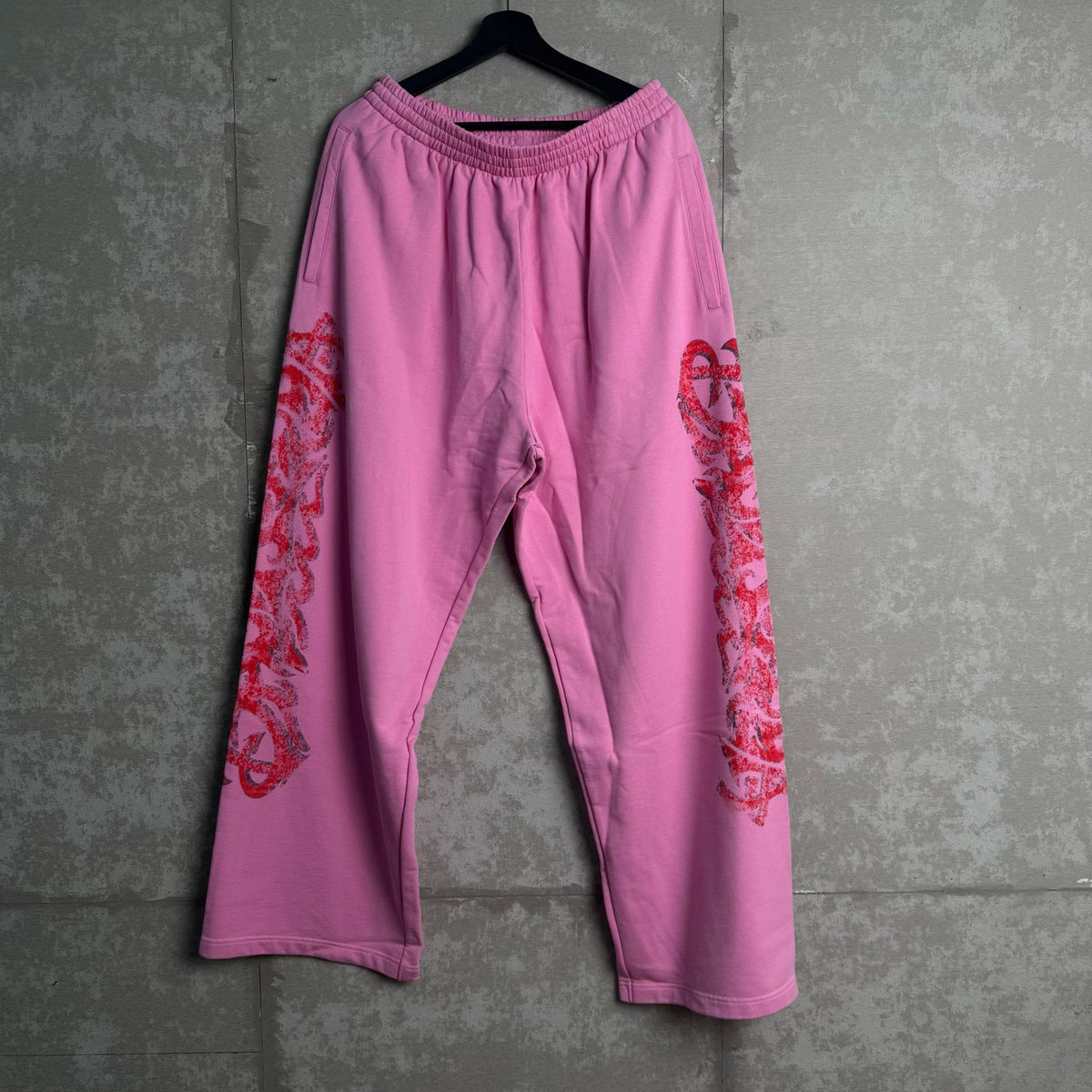 Balenciaga pink logo mid-rise casual pants