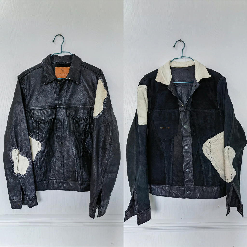 Yohji Yamamoto reversible boiled egg stitching leather jacket