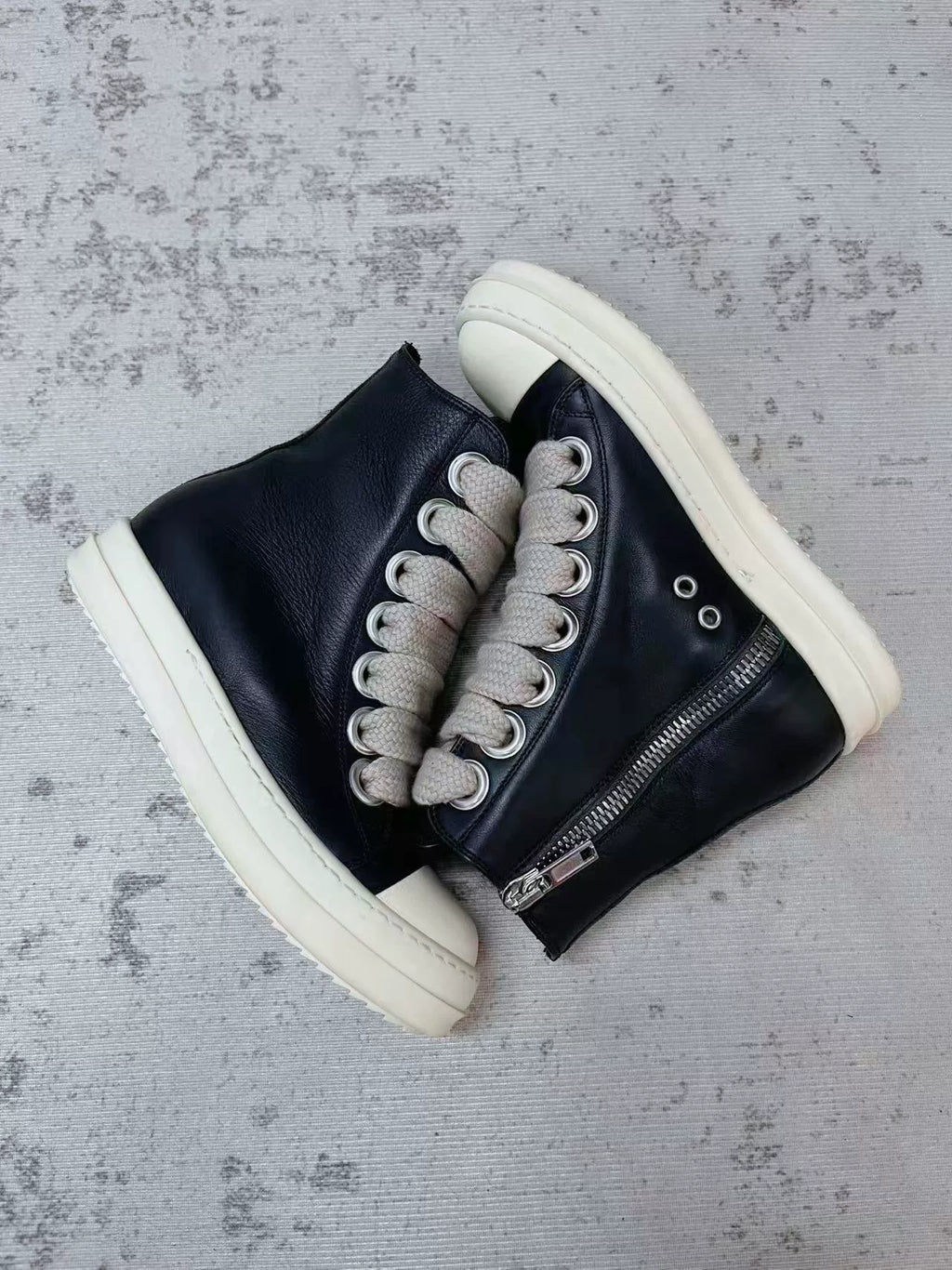 Rick Owens Black and White Tank Sole Large Converse Sneakers