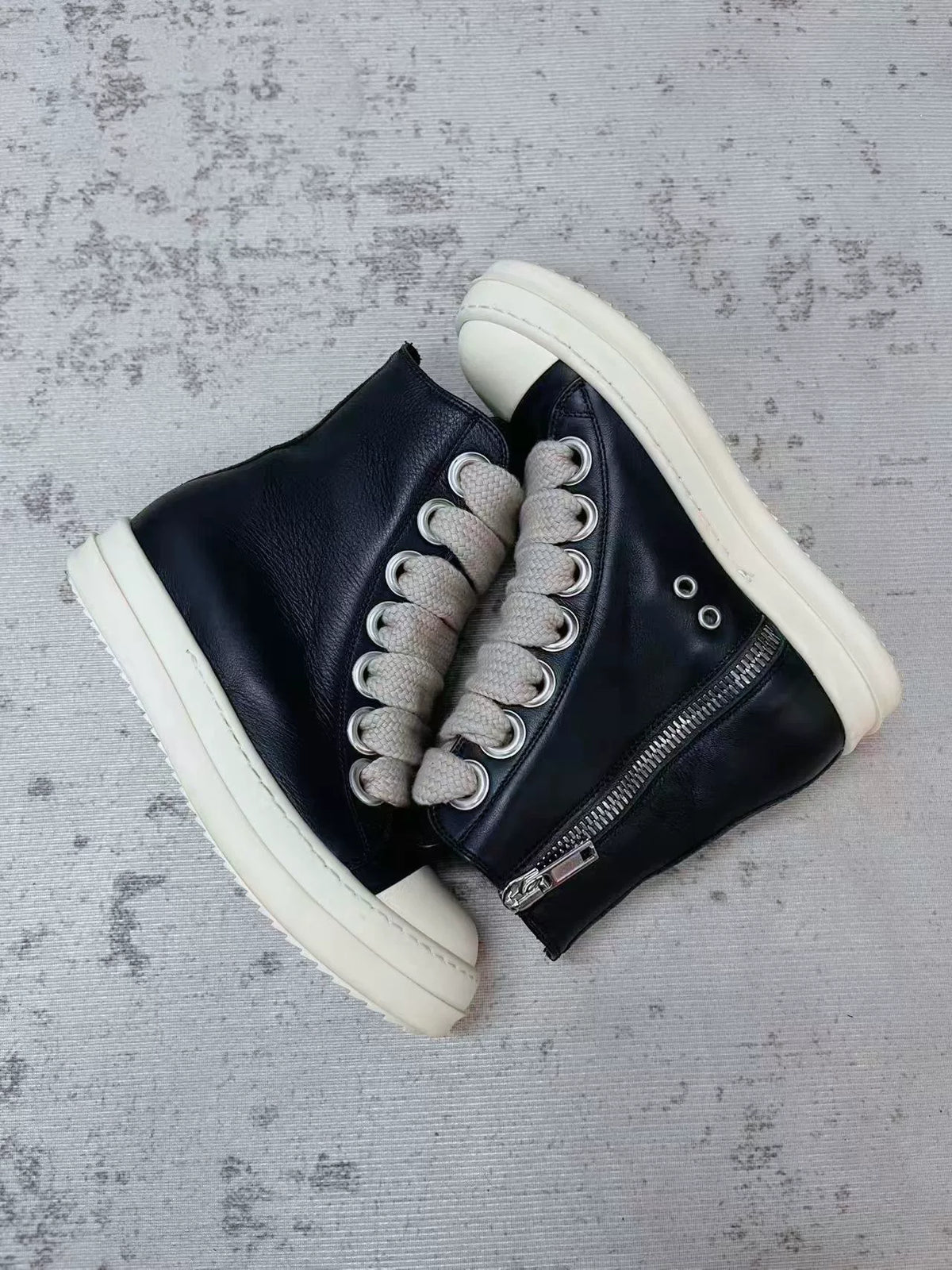 Rick Owens Black and White Tank Sole Large Converse Sneakers