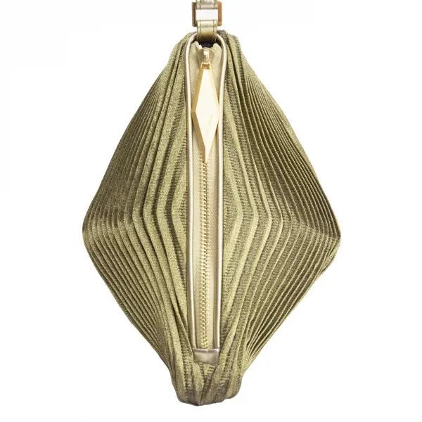 Issey Miyake Vintage Gold Geometric Pleated Tote Bag