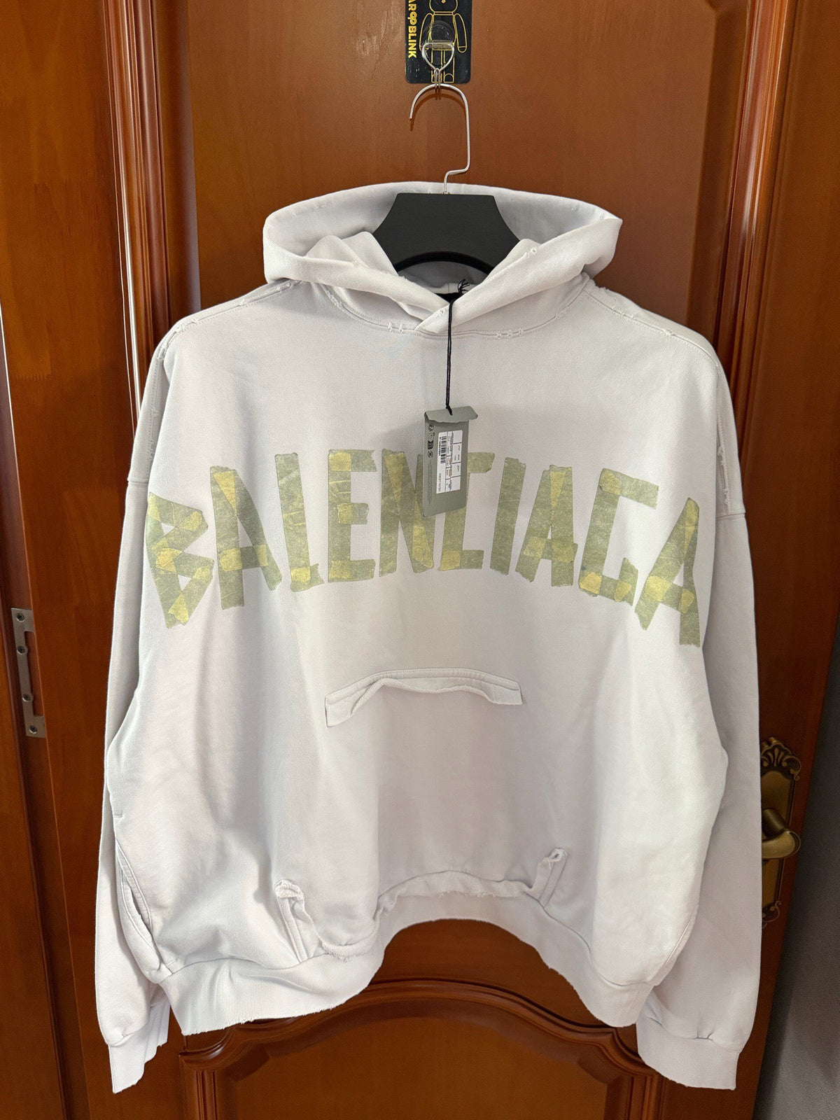 Balenciaga Tape Letter Print Hooded Sweater