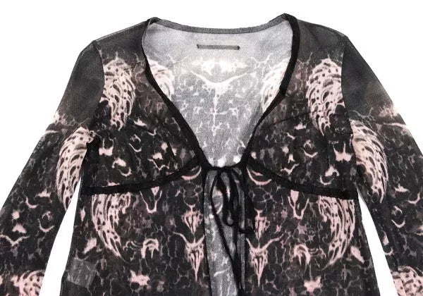 Jean Paul Gaultier Vintage Dark Floral Mesh Cardigan