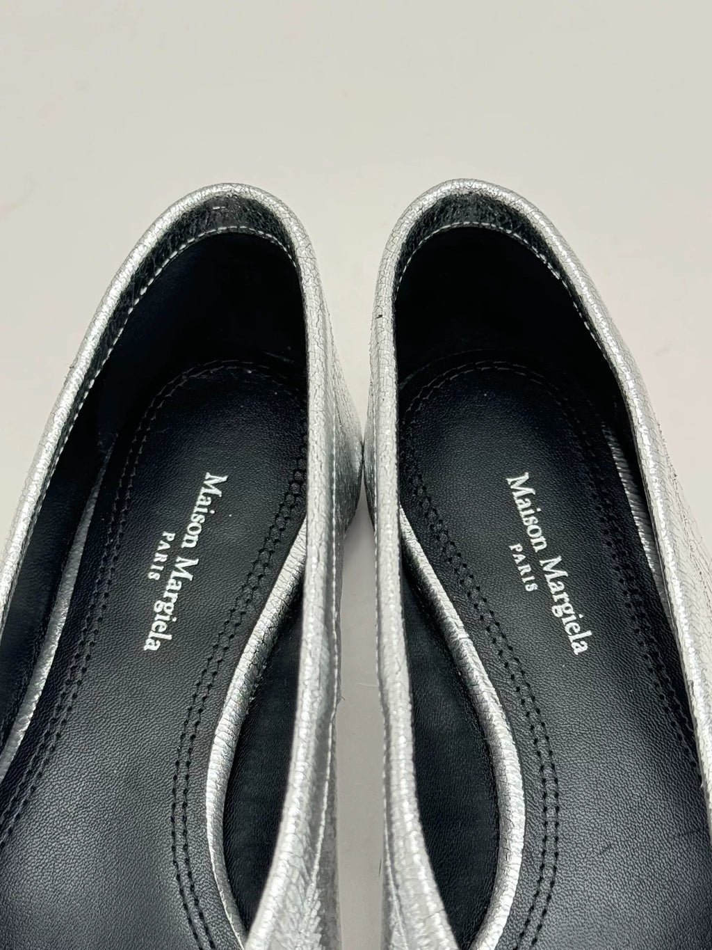 Maison Margiela Silver Cracked Calfskin Tabi Flats
