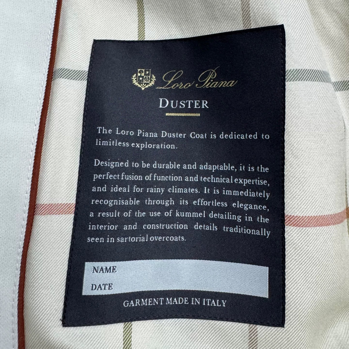 Loro Piana DUSTER Piana Cashmere Jacket