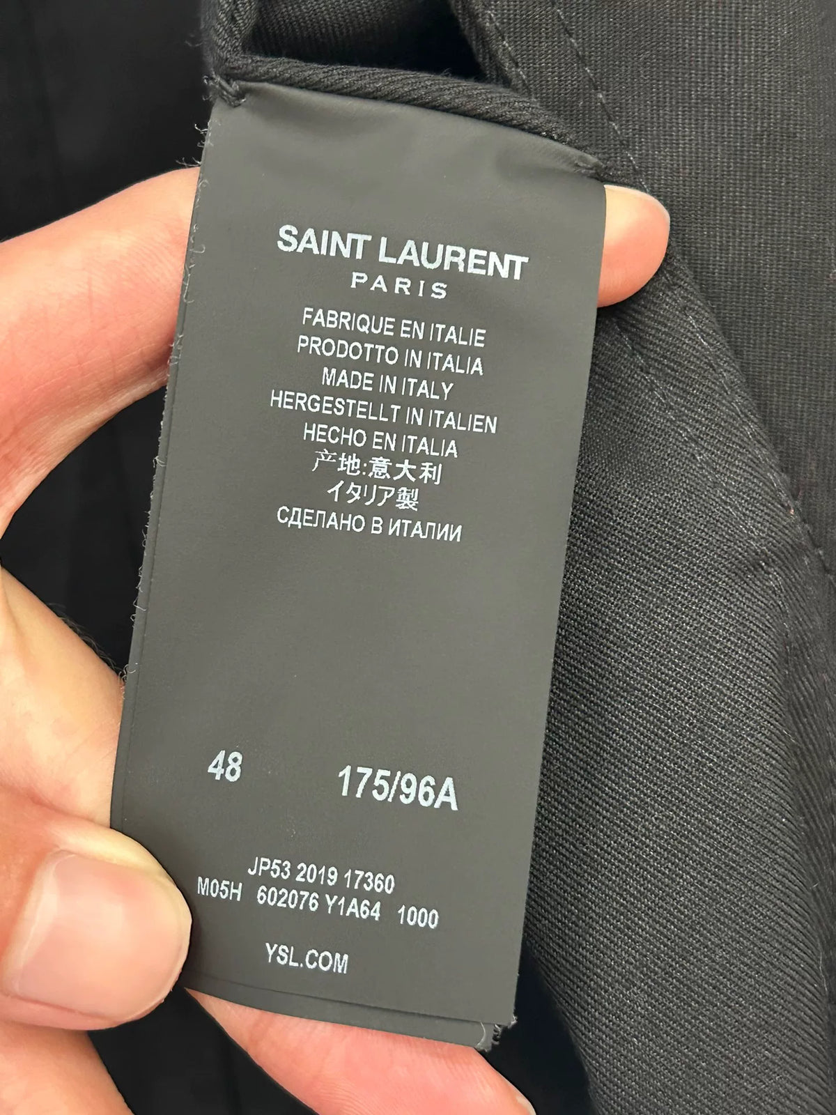 Saint Laurent SS19 Black Stand-Collar Trench Coat