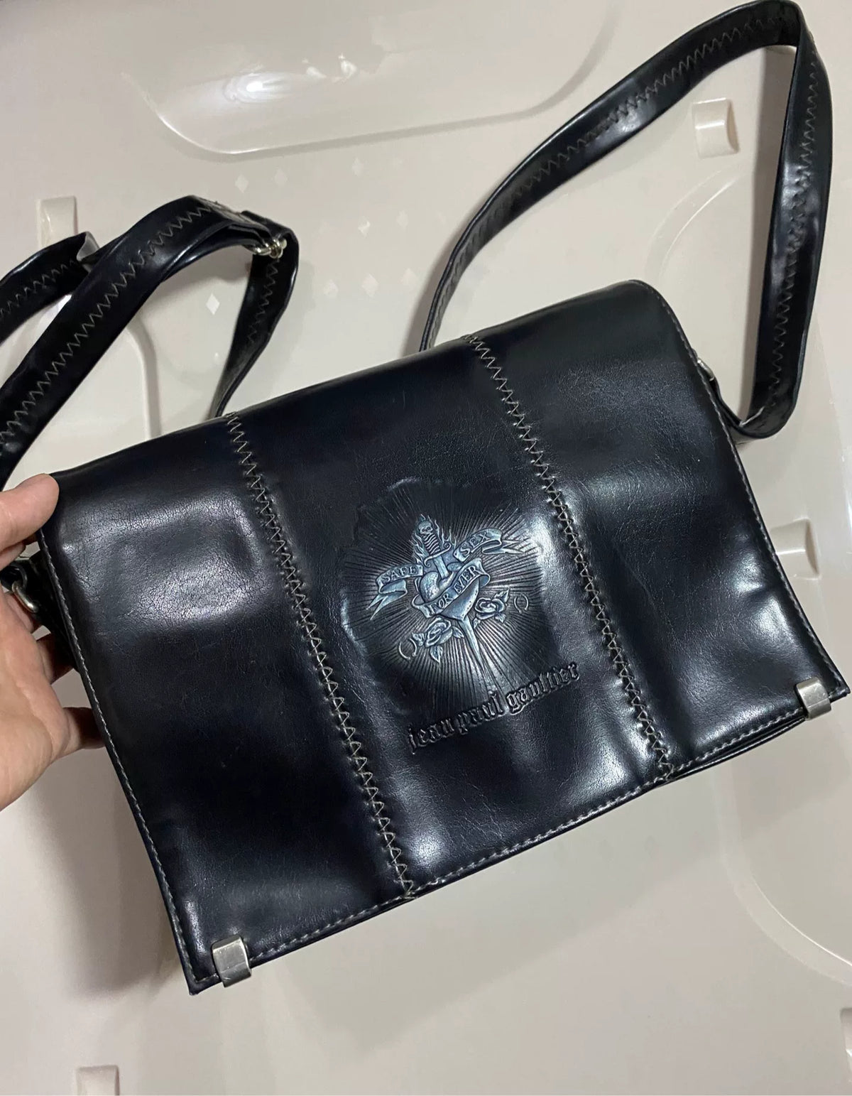 Jean Paul Gaultier Kenshin Heart-Piercing Envelope Bag Crossbody Bag Safe Forever Sex