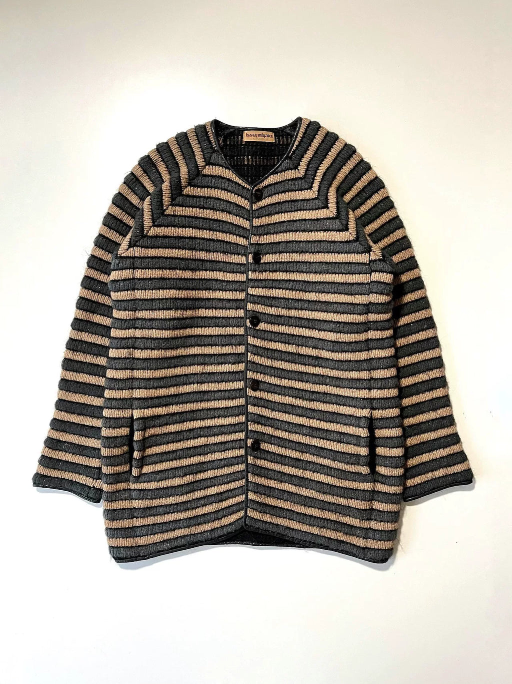 Issey Miyake 1970s Leather-Trimmed Knit Sweater