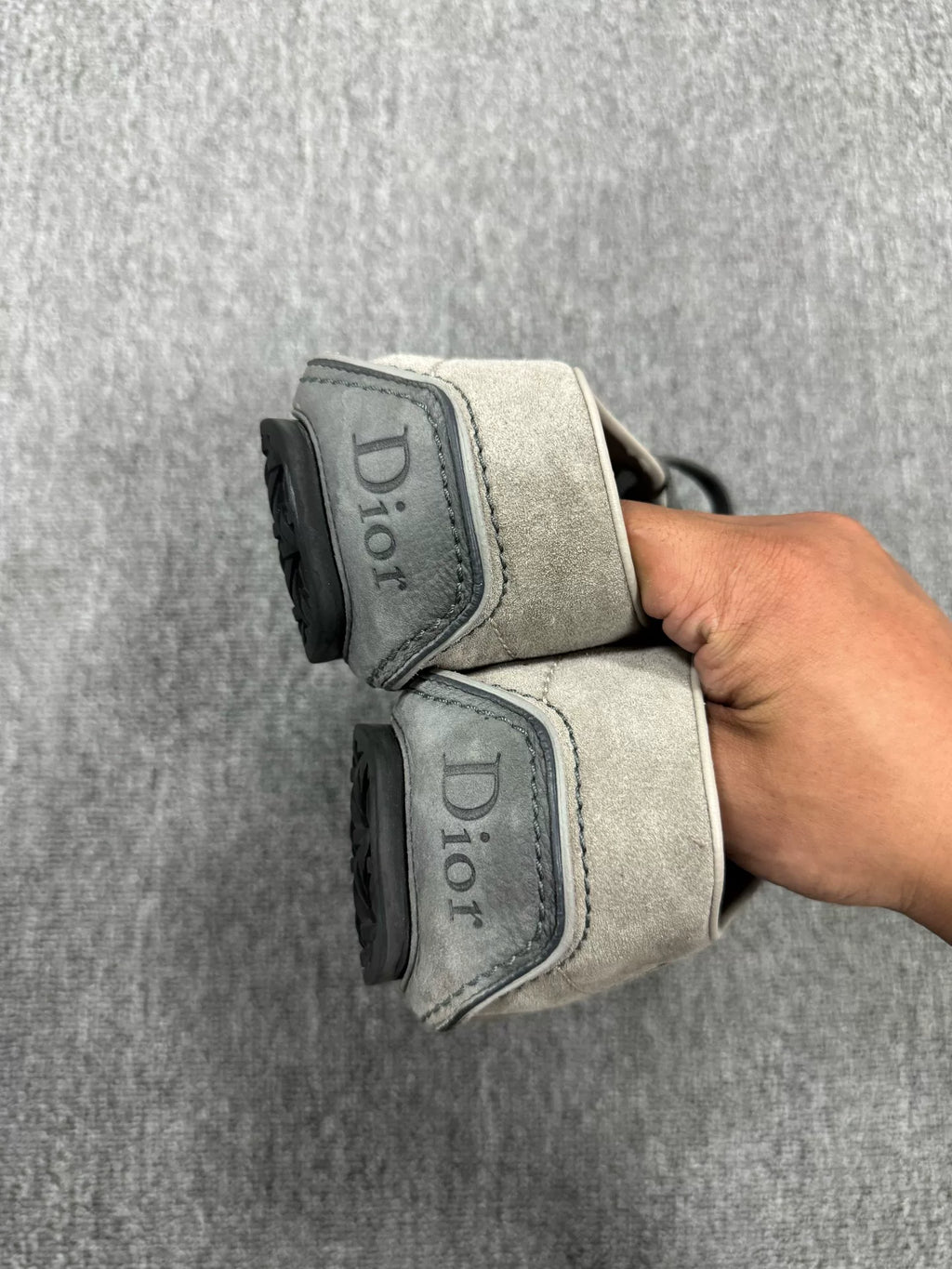 Dior Grey White Suede Loafers