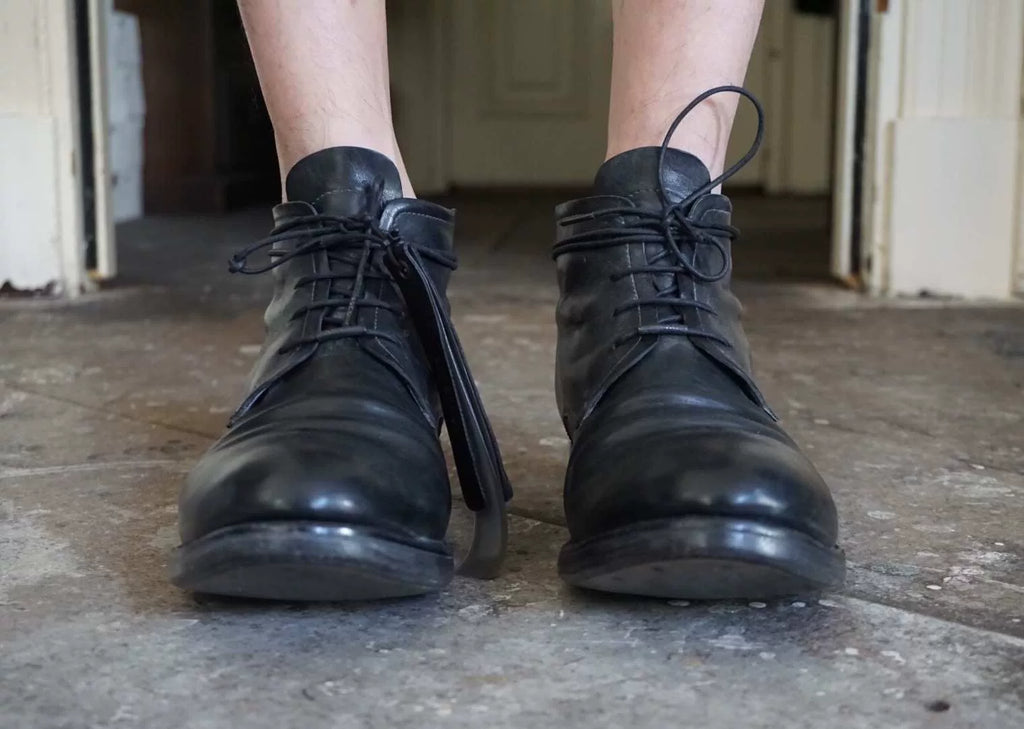 Layer-0 SS17 Black H7 GY Horsehide Ankle Boots