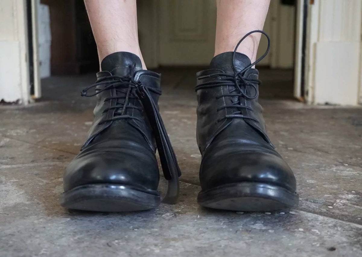Layer-0 SS17 Black H7 GY Horsehide Ankle Boots