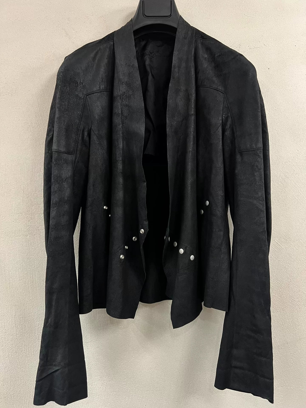 Rick Owens Burnt-Effect Sheepskin Daoist Robe Coat Snap-Button Jacket