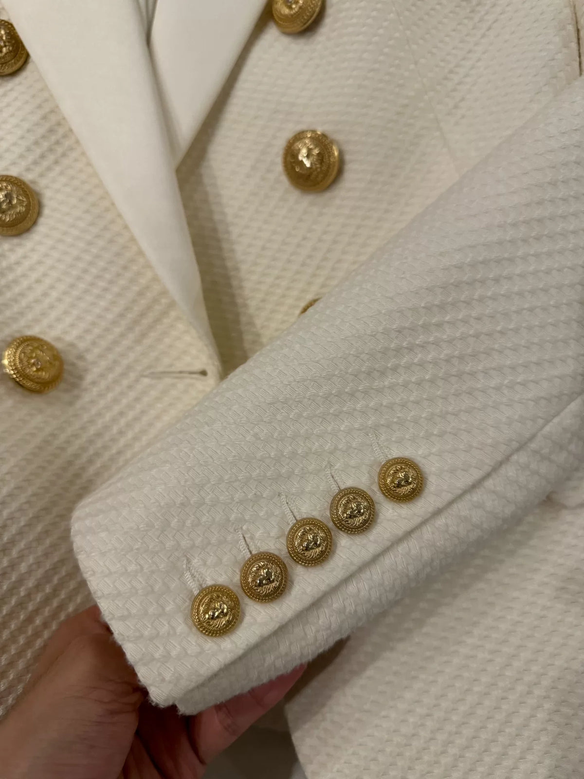 Balmain Gold-Button White Suit