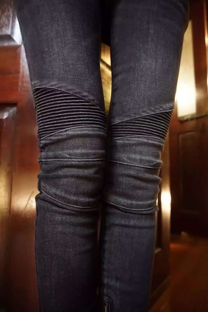 Balmain FW15 Sizs40 Dark Grey Black Gold Button Slim Fit Denim Jeans