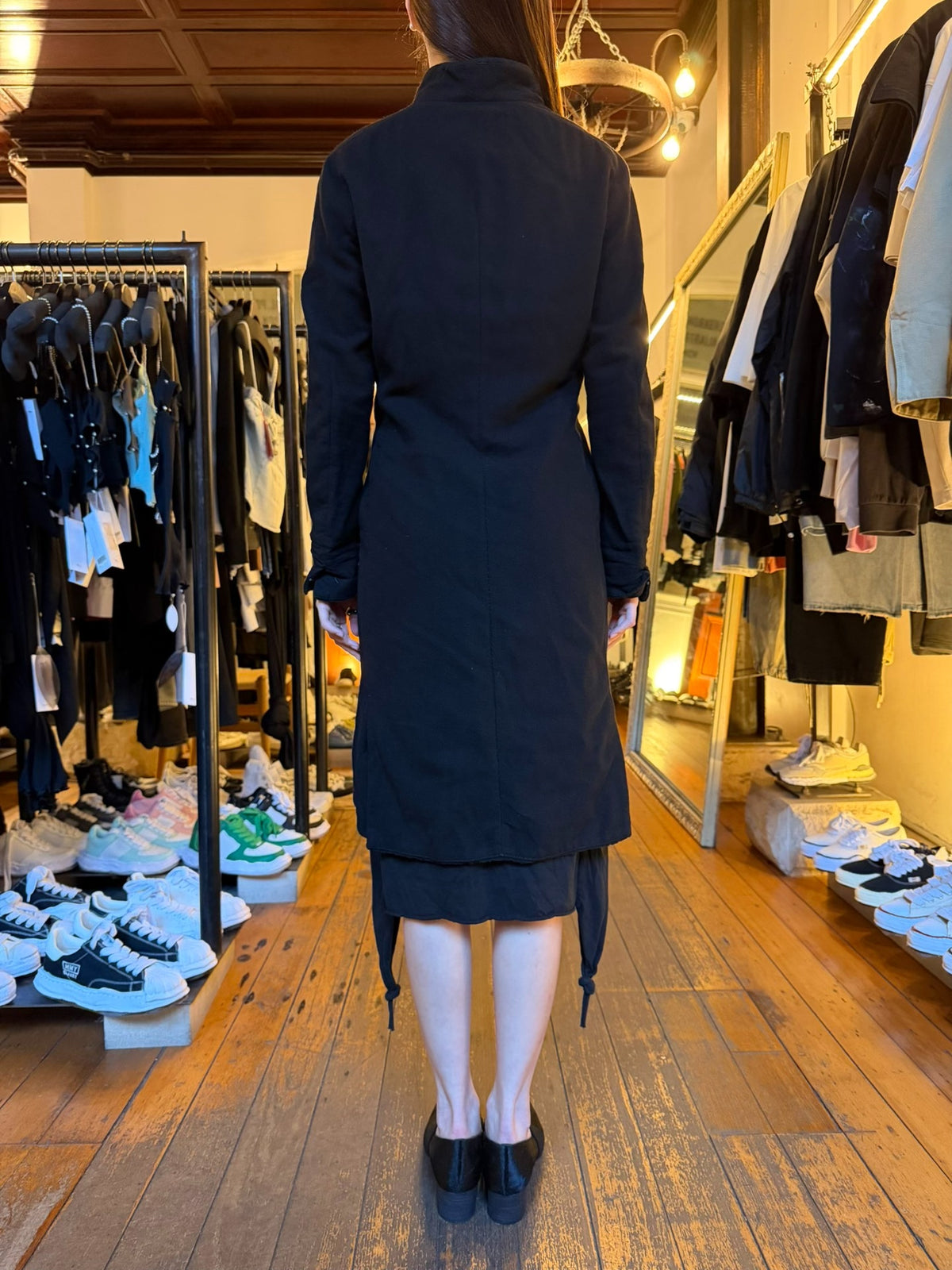 Layer-0 FW17 Black H-Shape Triple-Layer Wool Trench Coat