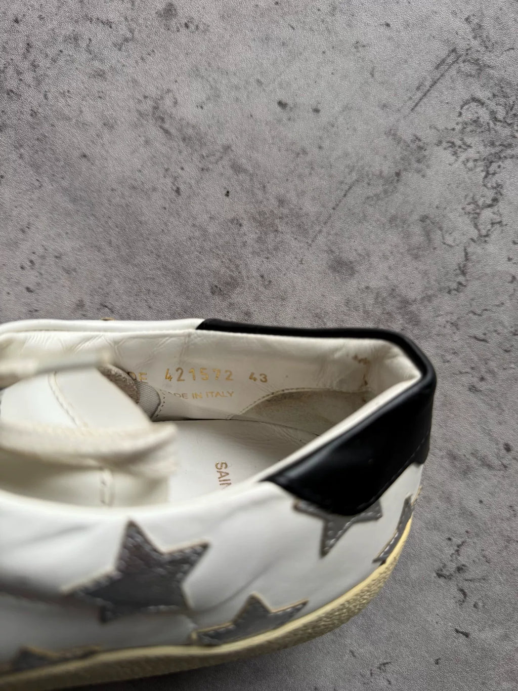 Saint Laurent Paris SS16 White Silver Star Appliqués Sneakers by Hedi Slimane