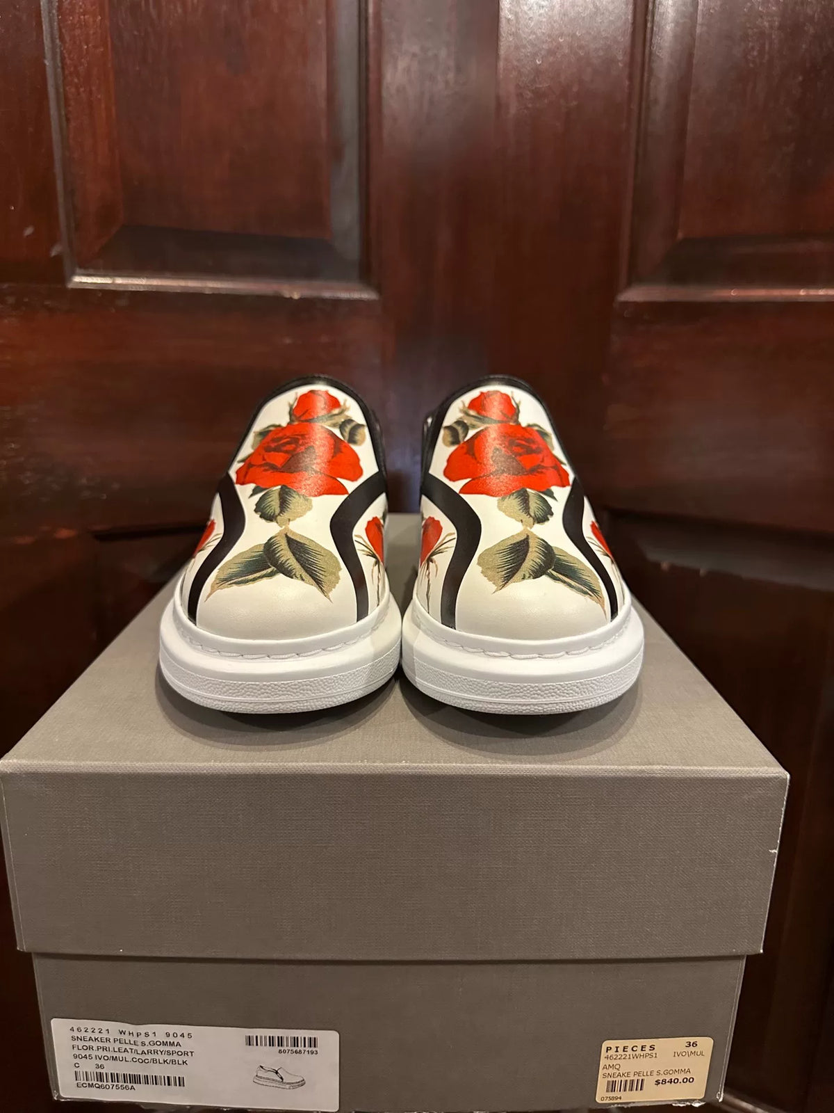 Alexander McQueen SS17 White Floral Print Platform Sneakers