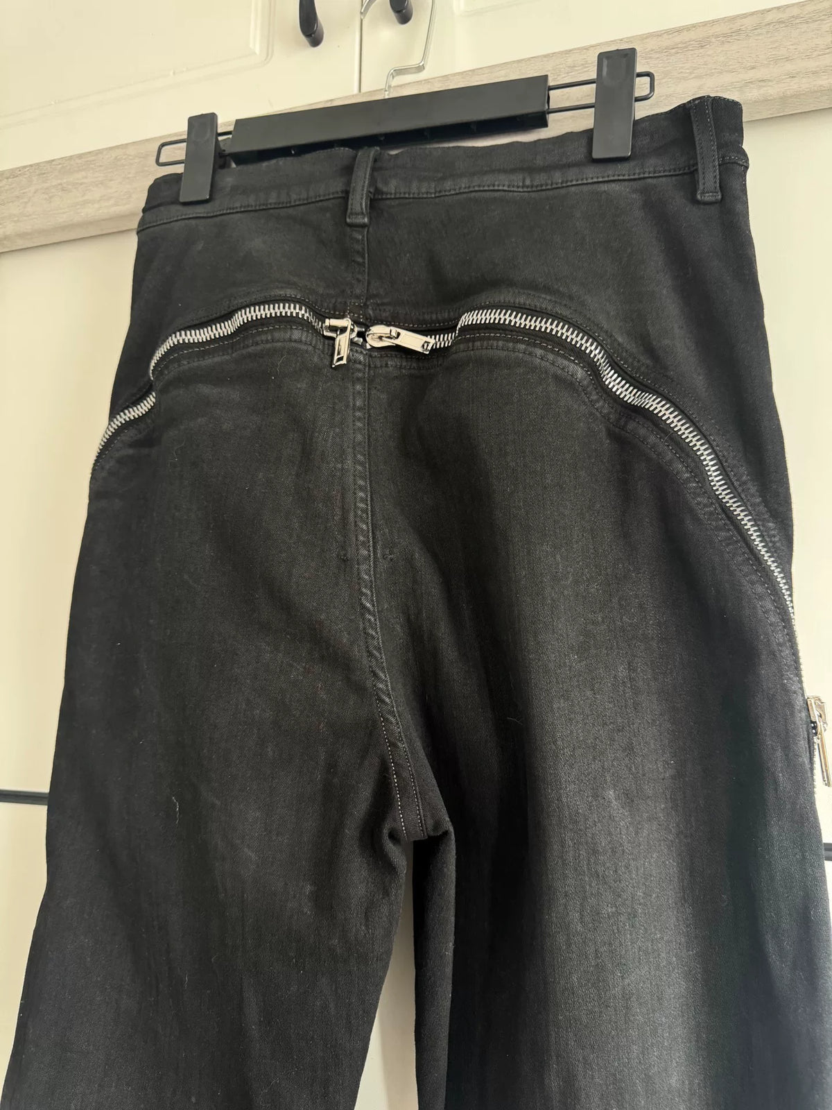 Rick Owens banana zip-up style waxed finish pants