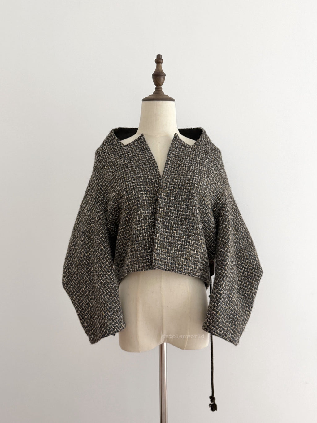 Yohji Yamamoto Y's Pointed Collar Drawstring Wool Short Coat - Devines