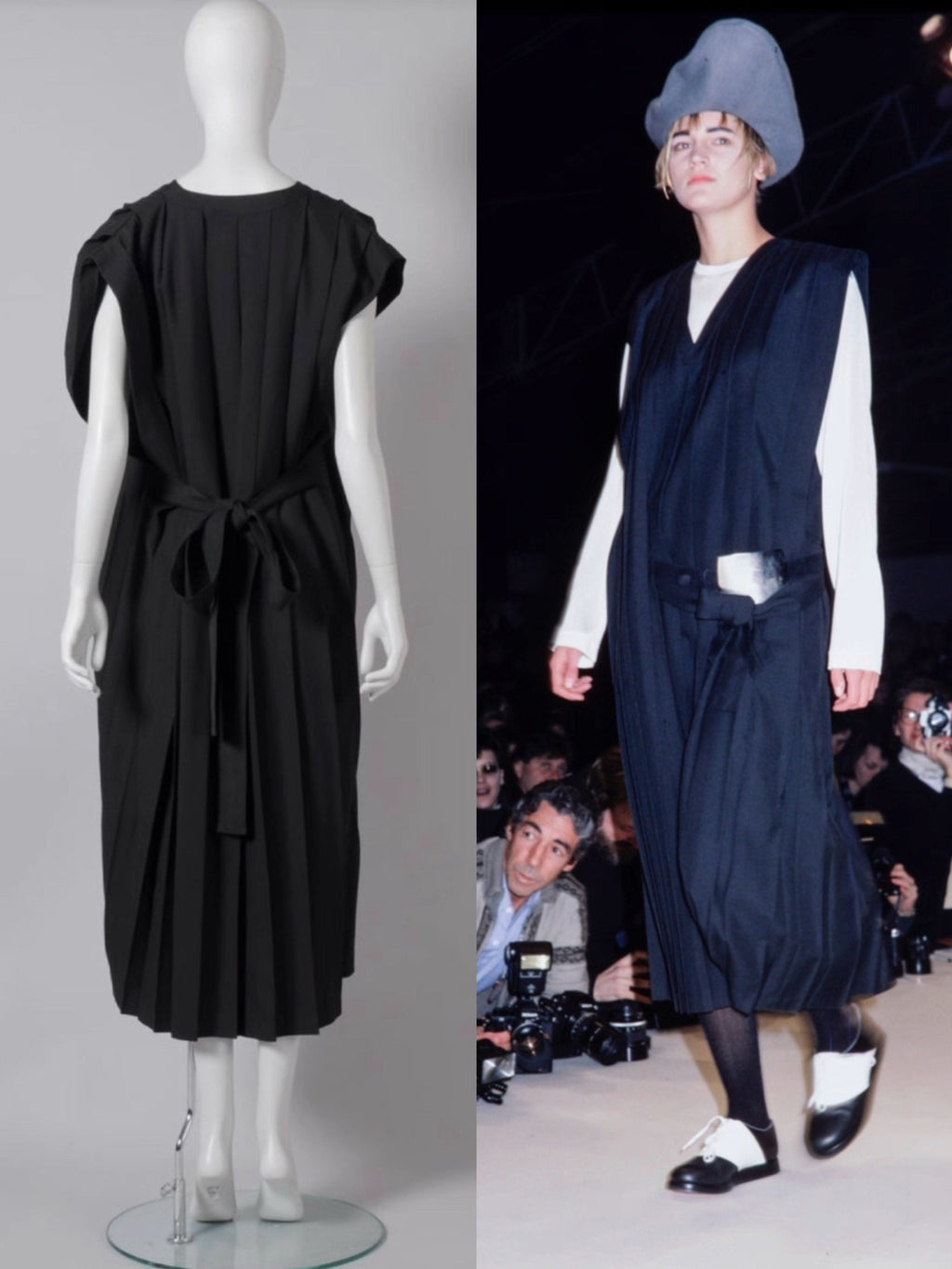 Comme Des Garcons Rei Kawakubo 1985 Paris collection runway-style pleated long robe dress