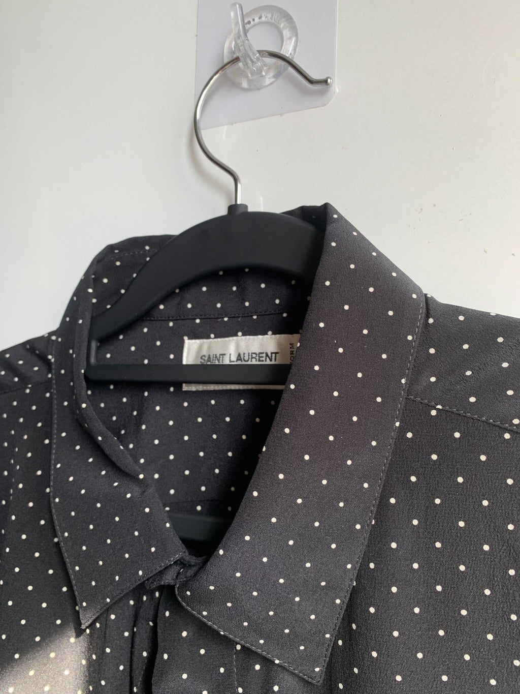 Saint Laurent Black Polka Dot Collared Shirt