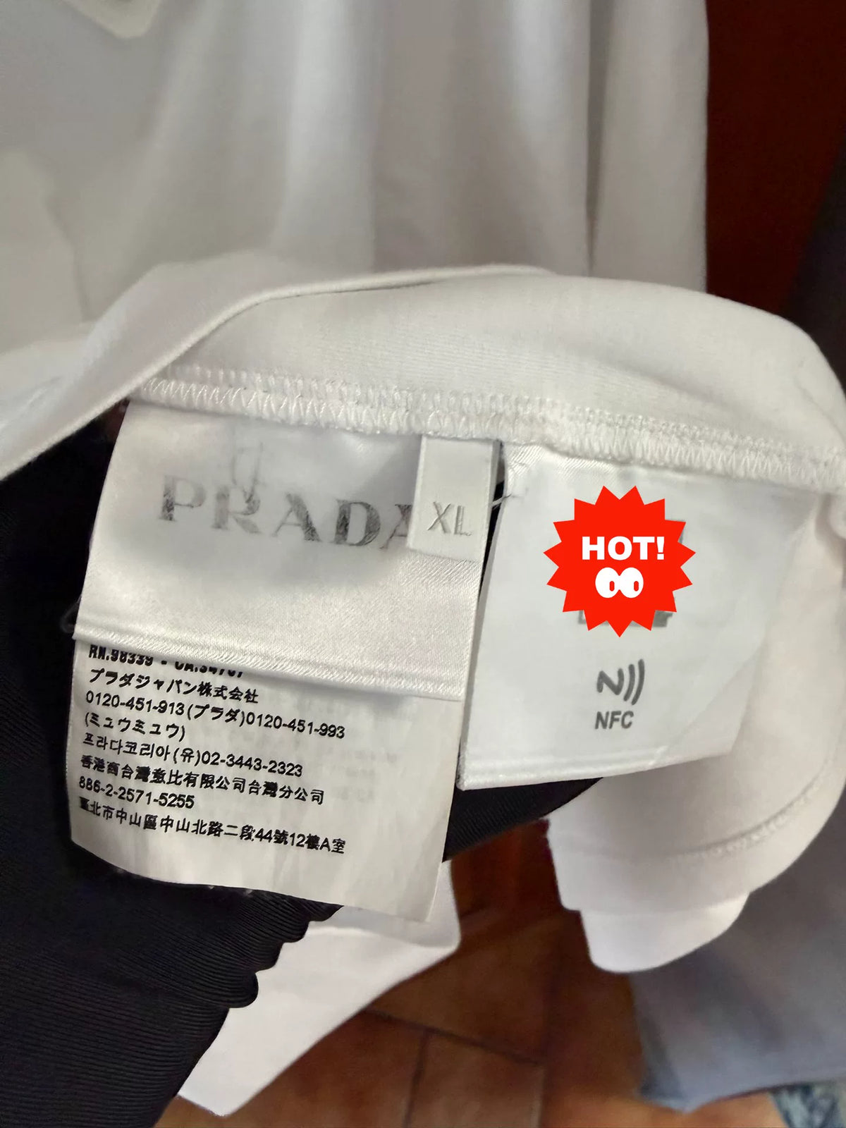 Prada White Triangle Logo Short-Sleeve T-Shirt