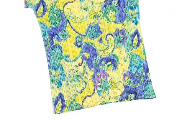 Issey Miyake Vintage Yellow Floral Pleated Top