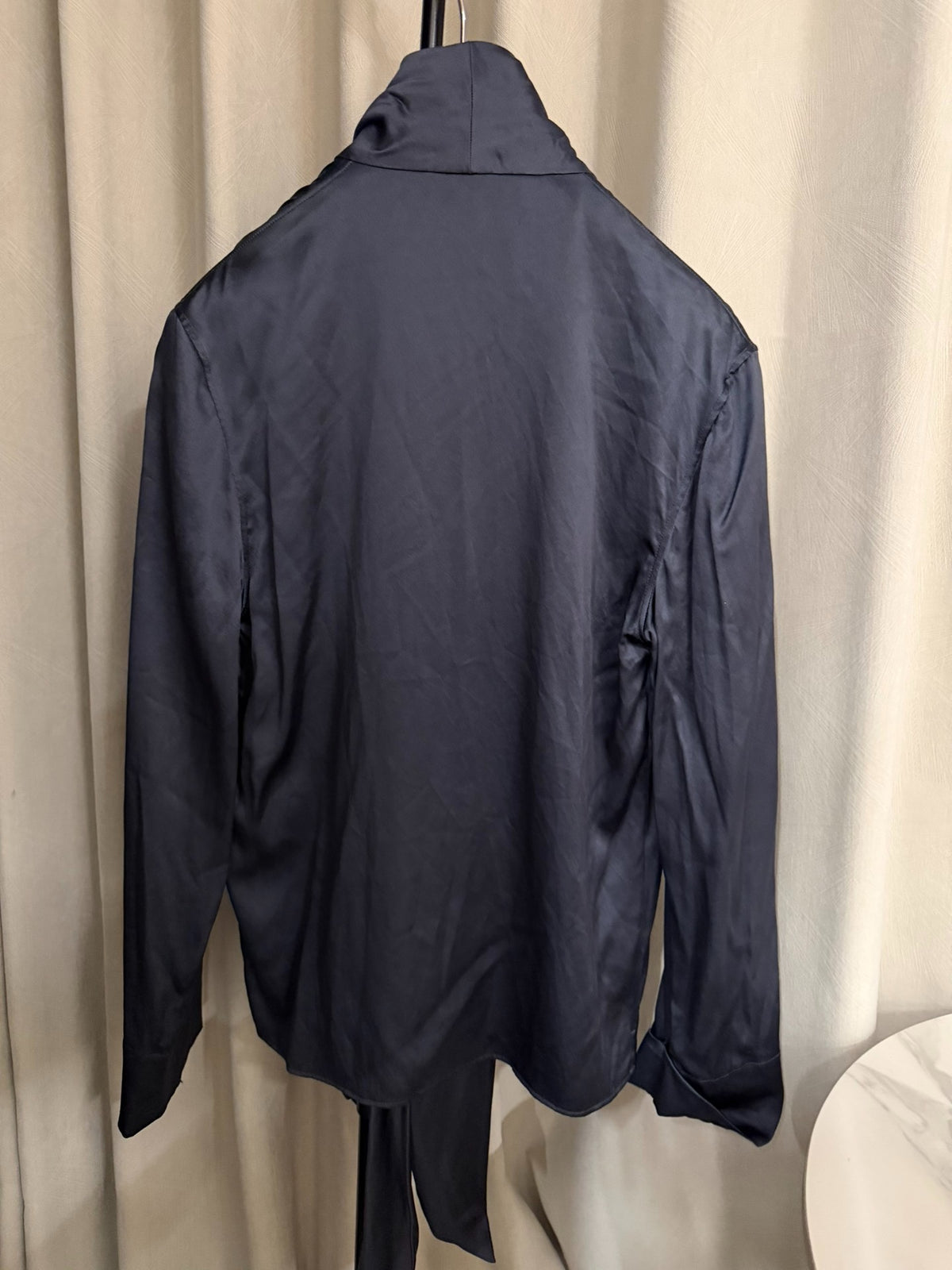 Saint Laurent FW23 Navy Blue Silk Shirt