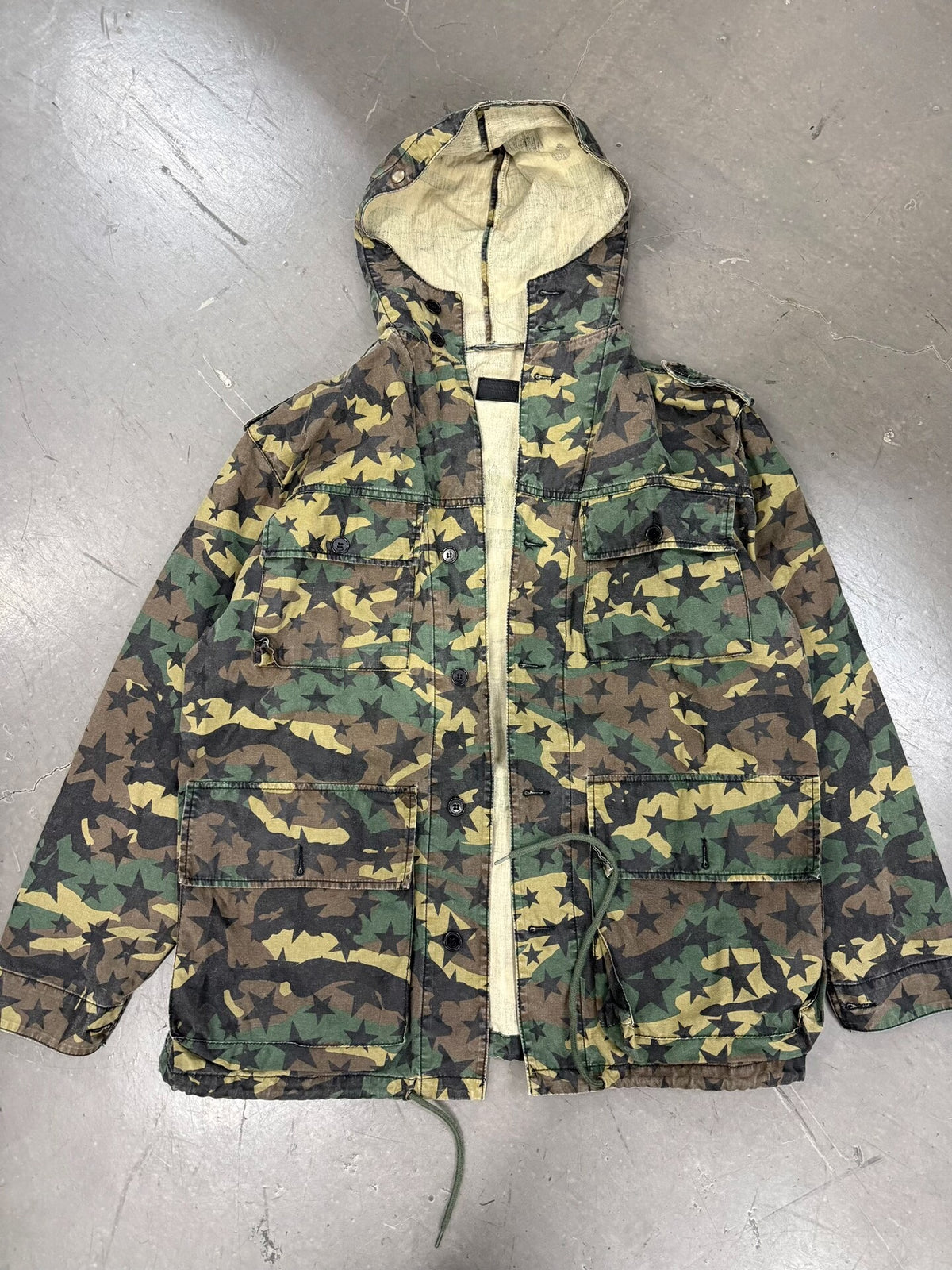 Saint Laurent Slp16fw Camo Pocket Hooded Jacket