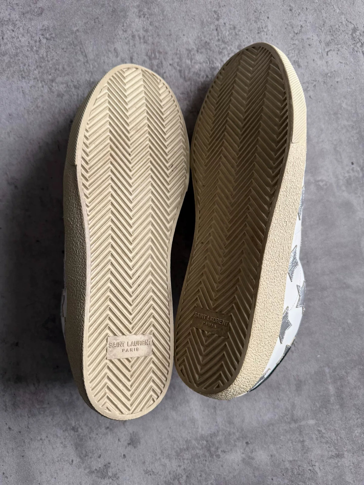Saint Laurent Paris SS16 White Silver Star Appliqués Sneakers by Hedi Slimane