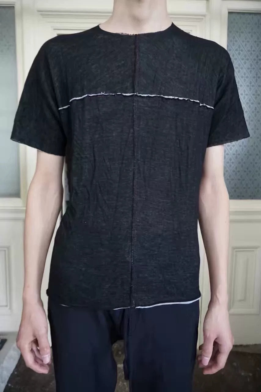 M.A+ SS17 m.a+ Black Special Stitched One Piece Short Sleeve Cotton Top