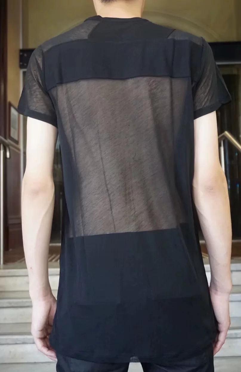 Julius FW17 Black Fabric Splice Cotton Top