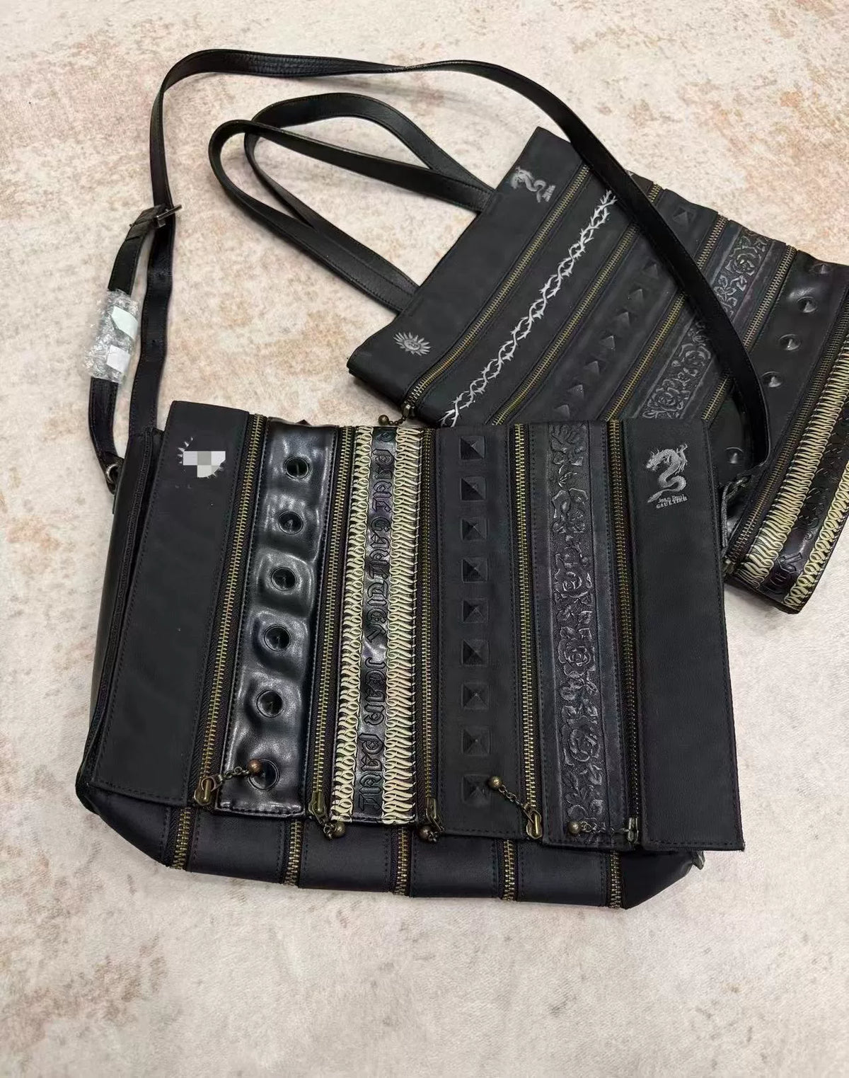 Jean Paul Gaultier Dragon Pattern Structured Crossbody Bag