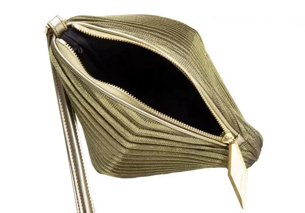 Issey Miyake Vintage Gold Geometric Pleated Tote Bag