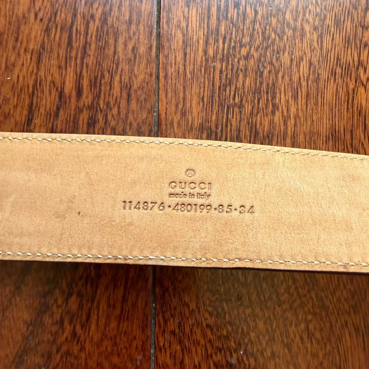 Gucci Monogram Print Leather Belt