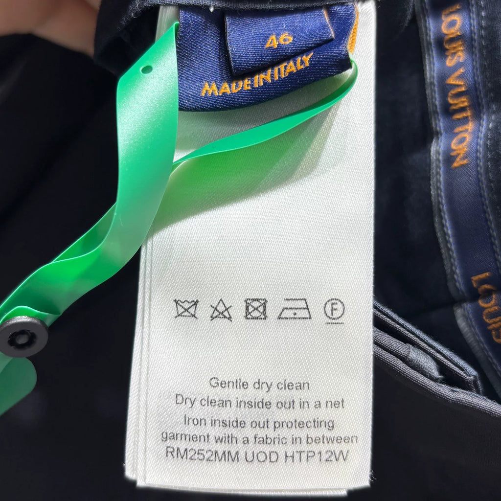 Louis Vuitton Black Metal Logo Wool Silk Trousers
