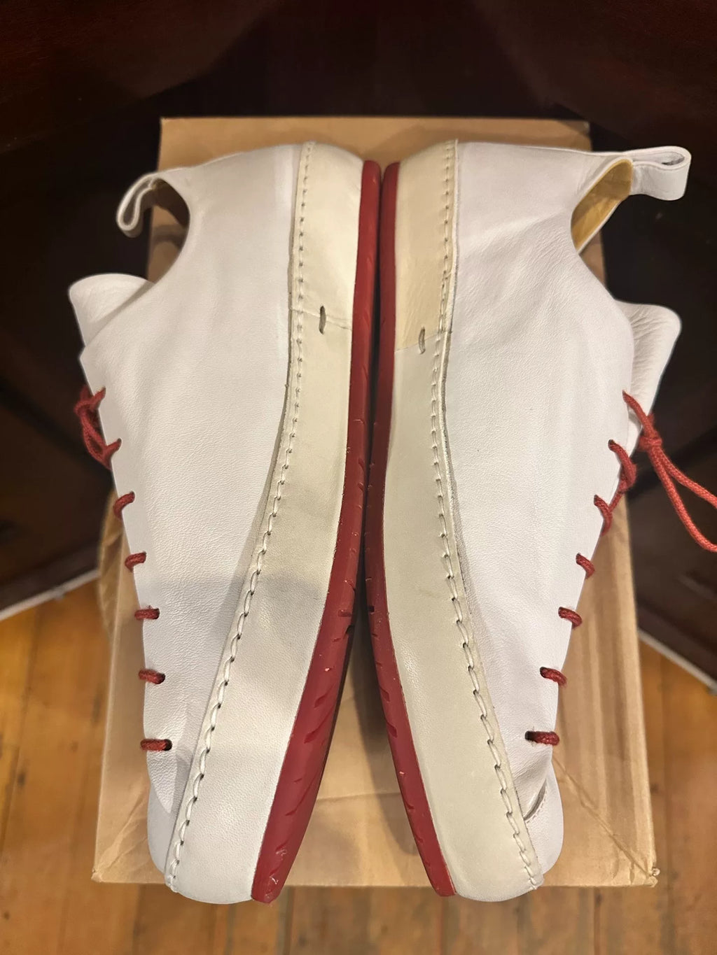 M.A+ SS19 White Double Fold One Piece Calfskin Sneakers